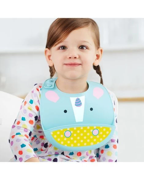 Skip Hop Zoo Fold & Go Silicone Bib-Unicorn 2 Skip Hop Zoo Fold & Go Silicone Bib-Unicorn - Image 2