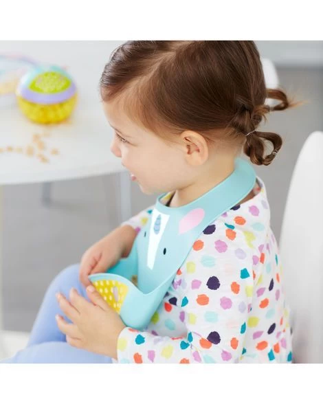 Skip Hop Zoo Fold & Go Silicone Bib-Unicorn 3 Skip Hop Zoo Fold & Go Silicone Bib-Unicorn - Image 3