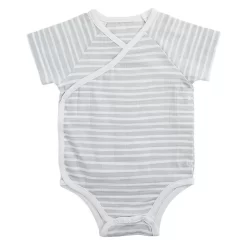 Aden & Anais Short Sleeve Kimono Body Suit - Grey Stripe (0-3m)