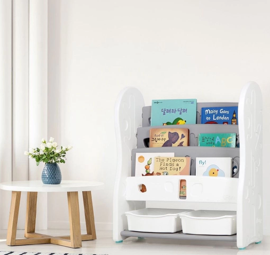 IFam Design Open Book Shelf_3Level - White/Gray 1 IFam Design Open Book Shelf_3Level - White/Gray
