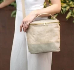 SoYoung Linen Lunch Poche - Cement Colour Block -Bedding Baby Store 40dce0182bed7753bd8067eebe4a655b