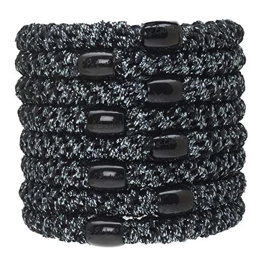 L.Erickson Grab & Go Ponytail Holders Set Of Eight - Graphite Metallic 1 L.Erickson Grab & Go Ponytail Holders Set Of Eight - Graphite Metallic