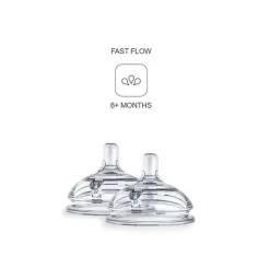 COMOTOMO Fast Flow Silicone Nipples 6+ Months 2 Pack