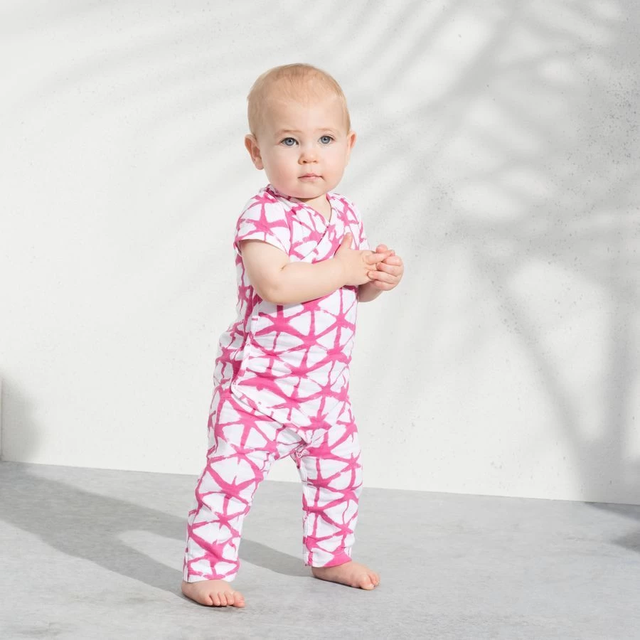 Aden & Anais Short Sleeve Kimono One-Piece - Cubic Berry Shibori (0-3m) 3 Aden & Anais Short Sleeve Kimono One-Piece - Cubic Berry Shibori (0-3m) - Image 3