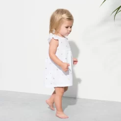 Aden & Anais Flutter Sleeve Yoke Dress - Metallic Gold Water Dot (9-12m) 7 Aden & Anais Flutter Sleeve Yoke Dress - Metallic Gold Water Dot (9-12m) -Bedding Baby Store aa1072 wdgg 03f 3 flutter sleeve yoke dress gold dot 3