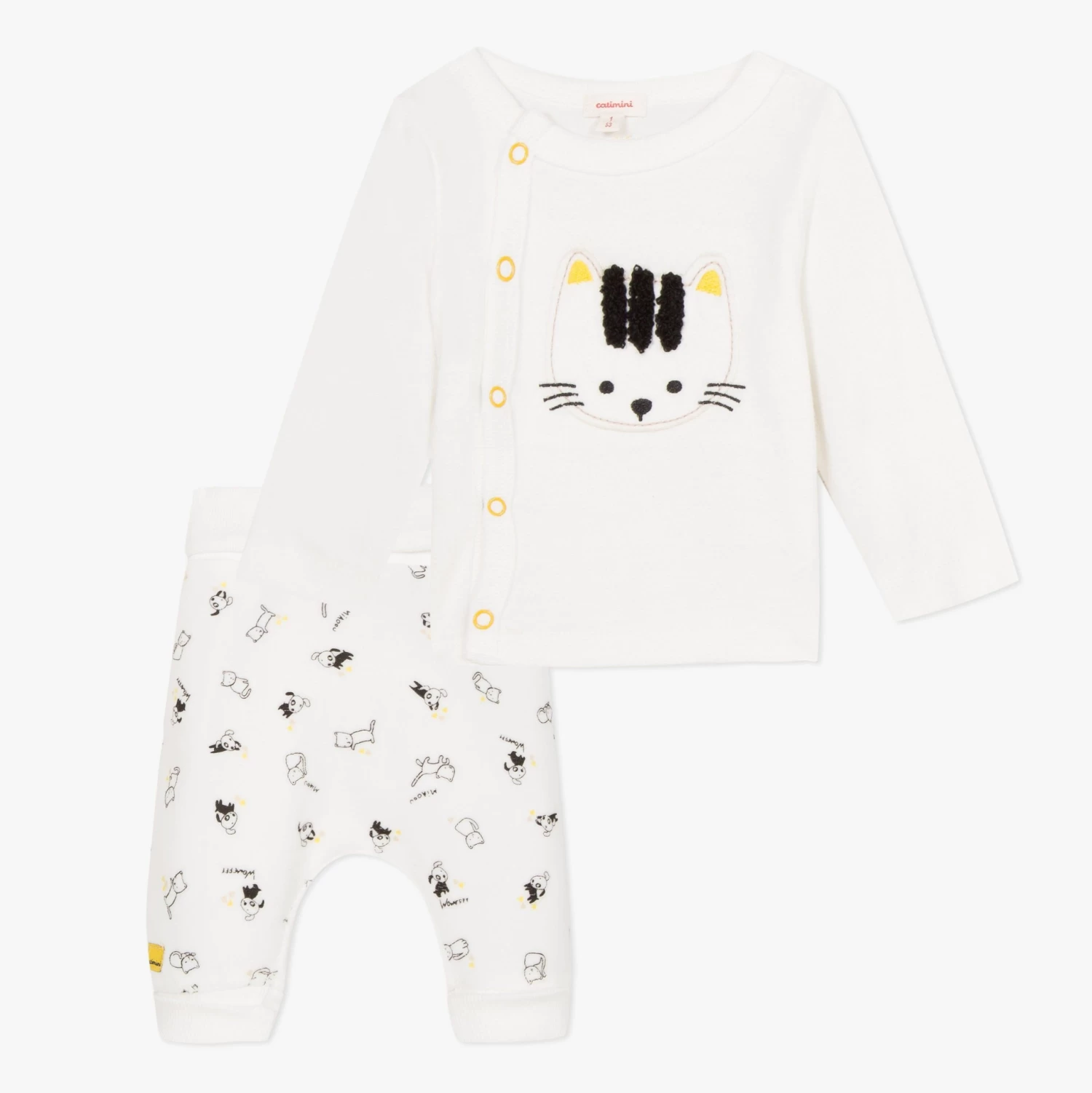 Catimini Cat Graphic T-shirt And Velvet Printed Joggers Set Raining Cats & Dogs 1 Catimini Cat Graphic T-shirt And Velvet Printed Joggers Set Raining Cats & Dogs