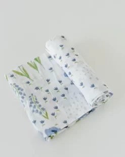 Little Unicorn Organic Cotton Muslin Swaddle Single Blue Windflower