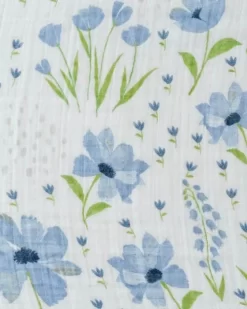 Little Unicorn Organic Cotton Muslin Swaddle Single Blue Windflower -Bedding Baby Store dsc 1658 1024x1024