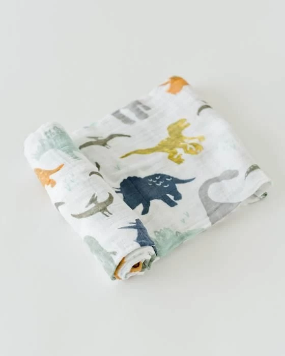 Little Unicorn Cotton Muslin Swaddle Single Dino Friends 1 Little Unicorn Cotton Muslin Swaddle Single Dino Friends