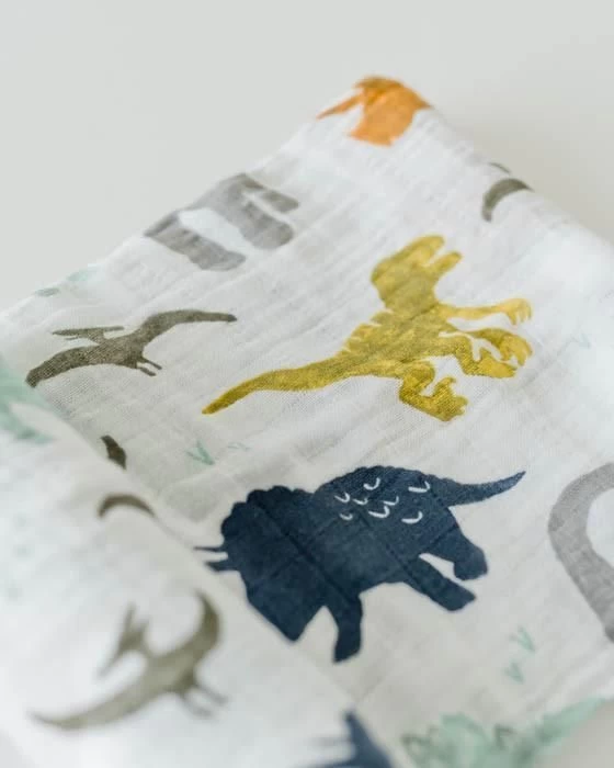 Little Unicorn Cotton Muslin Swaddle Single Dino Friends 2 Little Unicorn Cotton Muslin Swaddle Single Dino Friends - Image 2