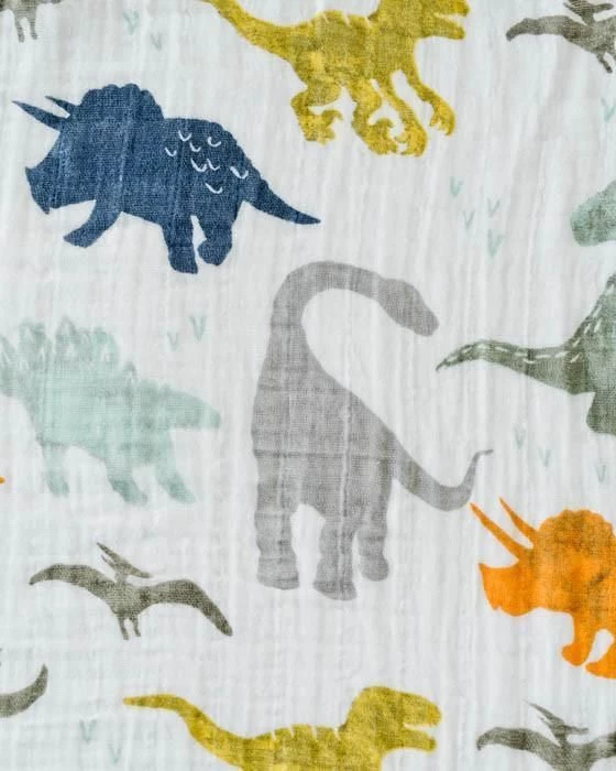 Little Unicorn Cotton Muslin Swaddle Single Dino Friends 4 Little Unicorn Cotton Muslin Swaddle Single Dino Friends - Image 4