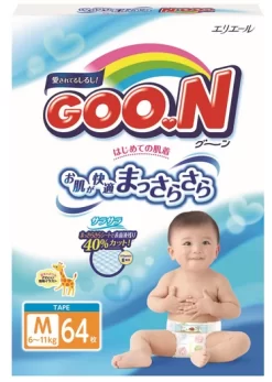 GOO.N Baby Diaper Tape Type M Size 6-11kg 64 Pieces - With Vitamin E