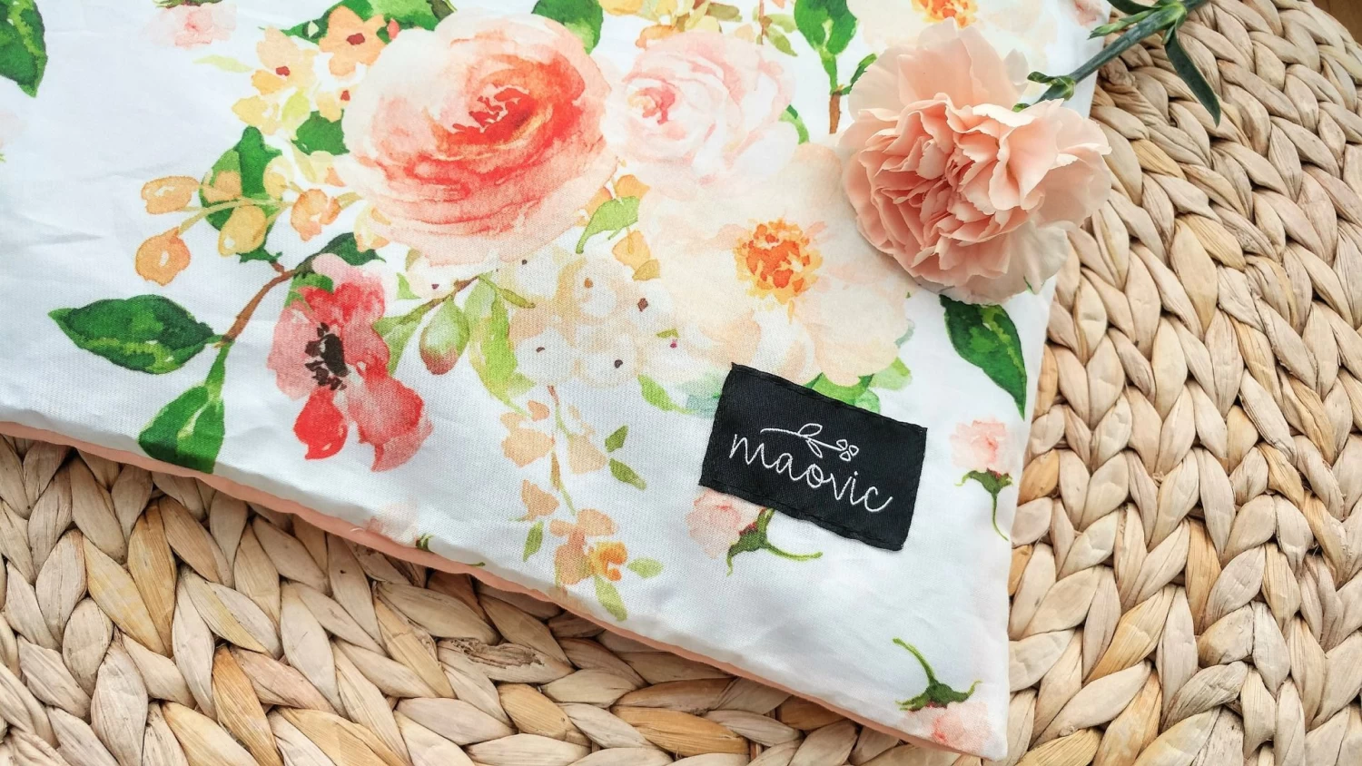 Maovic Organic Buckwheat Pillow- Peachy Flowers 1 Maovic Organic Buckwheat Pillow- Peachy Flowers