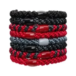 L.Erickson Grab & Go Ponytail Holders Set Of Eight - Scarlet