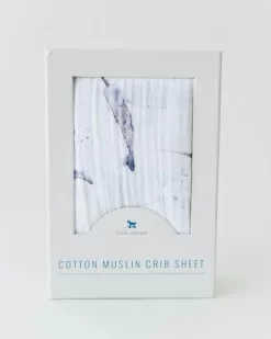 Little Unicorn Cotton Muslin Crib Sheet Narwhal -Bedding Baby Store narwhal 3