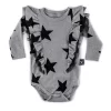 Nununu Ruffled Star Onesie - Heather Grey 12-18M