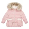 Catimini Pink Puffer Jacket With Faux Fur Hood Llama-Mazing