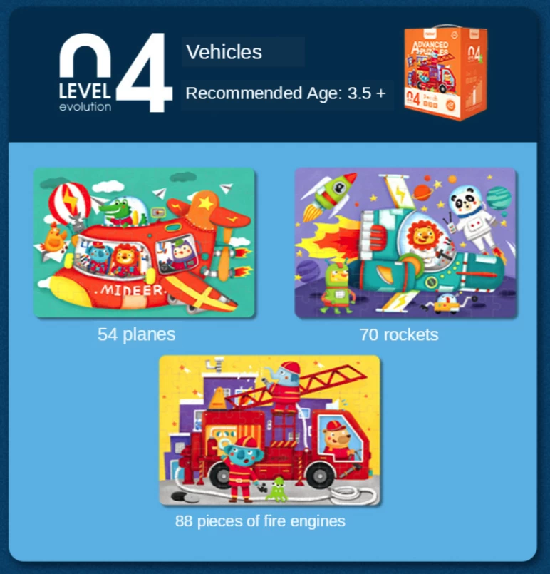 Mideer Advanced Puzzles Level 4 - Fire Engine & Rocket & Aircraft 3.5+ 2 Mideer Advanced Puzzles Level 4 - Fire Engine & Rocket & Aircraft 3.5+ - Image 2