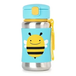 Skip Hop Zoo Stainless Steel Straw Bottle - Bee 12 Oz.