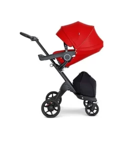 Stokke Xplory Stroller In Red With Black Frame And Black Handle V6 -Bedding Baby Store stokkexplory chblack lthrblack seat extcan red 190513 sp 3d 46762