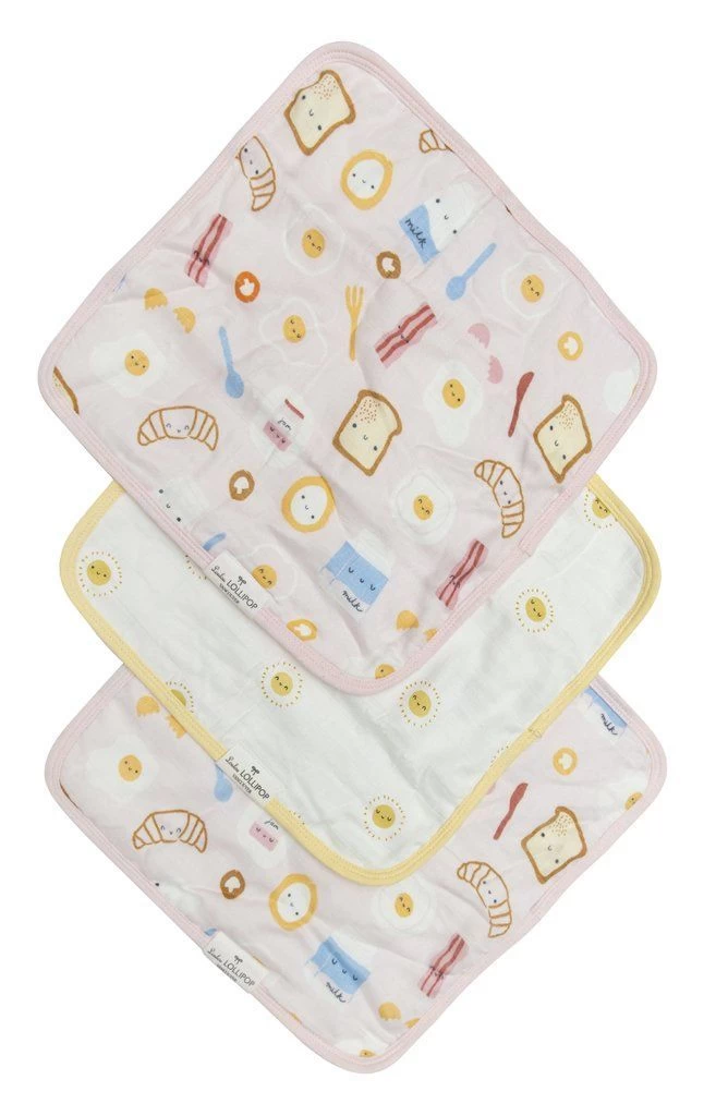 Loulou Lollipop Washcloth 3-pieces Set - Breakfast Pink 1 Loulou Lollipop Washcloth 3-pieces Set - Breakfast Pink