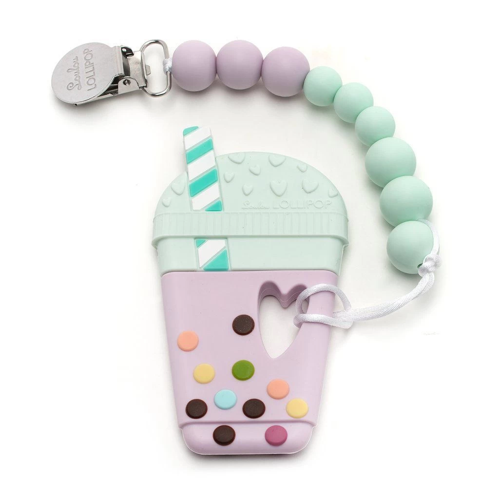 Loulou Lollipop Bubble Tea Teather Lilac Mint With Holder Set 1 Loulou Lollipop Bubble Tea Teather Lilac Mint With Holder Set