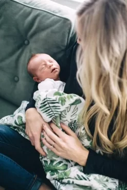 Little Unicorn Cotton Muslin Swaddle Single Tropical Leaf -Bedding Baby Store ub0152 little unicorn swaddle tropical leaf ls1 1024x1024