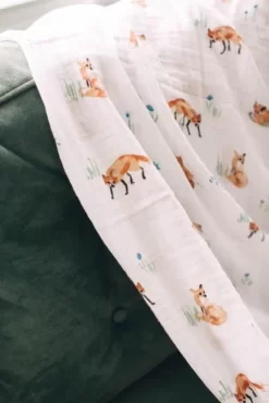 Little Unicorn Cotton Muslin Swaddle Single Fox -Bedding Baby Store ub0158 little unicorn swaddle fox ls 1024x1024