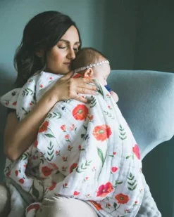 Little Unicorn Organic Cotton Muslin Quilt Summer Poppy -Bedding Baby Store ub0203 little unicorn quilt poppy ls7 1024x1024