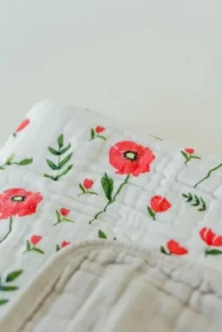 Little Unicorn Organic Cotton Muslin Quilt Summer Poppy -Bedding Baby Store ub1500 little unicorn organic cotton muslin quilt summer poppy lu 2 1024x1024