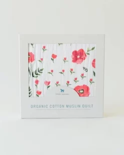 Little Unicorn Organic Cotton Muslin Quilt Summer Poppy -Bedding Baby Store ub1500 little unicorn organic cotton muslin quilt summer poppy lu 3 1024x1024