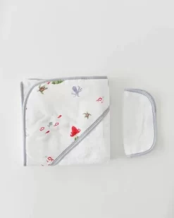 Little Unicorn Cotton Hooded Towel & Wash Cloth Mermaid