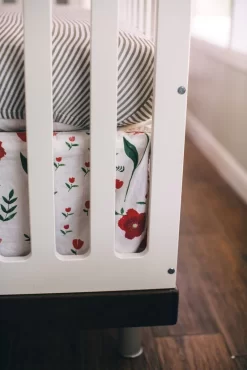 Little Unicorn Cotton Muslin Crib Skirt Summer Poppy -Bedding Baby Store un0002 un0200 little unicorn crib sheet grey stripe skirt summer poppy ls 1024x1024