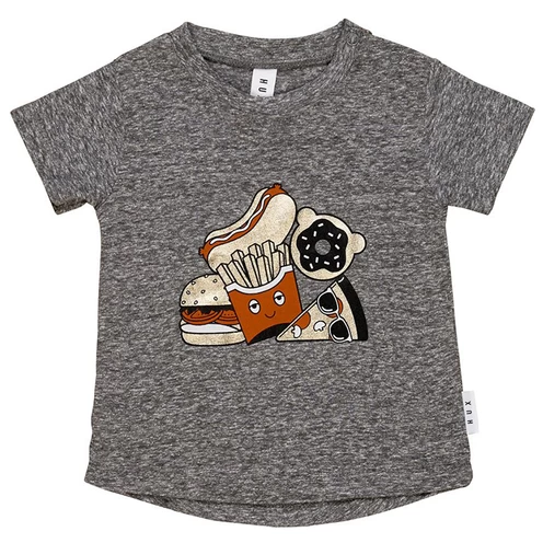 HuxBaby Gold Food T-Shirt Charcoal Slub 3-6M 1 HuxBaby Gold Food T-Shirt Charcoal Slub 3-6M