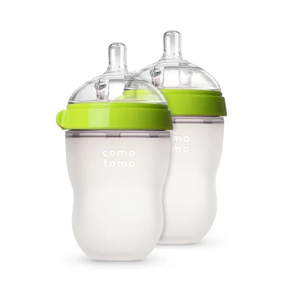 COMOTOMO Silicone Baby Bottle Pack Green 2 X 250ml - Medium Flow 1 COMOTOMO Silicone Baby Bottle Pack Green 2 X 250ml - Medium Flow