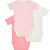 Petit Bateau Organic 3 Bodies Girls Naissance Short Sleeves