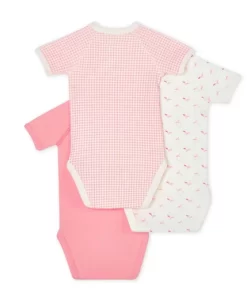 Petit Bateau Organic 3 Bodies Girls Naissance Short Sleeves