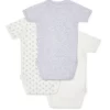 Petit Bateau Organic 3 Bodies Boys Naissance Short Sleeves