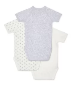 Petit Bateau Organic 3 Bodies Boys Naissance Short Sleeves