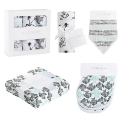 Aden & Anais Classic Burpy Bib - Seaside 2-pack -Bedding Baby Store wl7005f 3 muslin burp cloth grey aqua fish shells